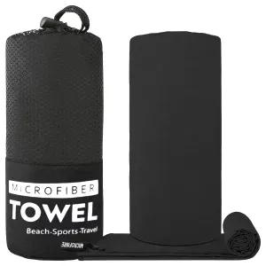 Serviette De Toilette En Microfibre - Noir, 76x152cm