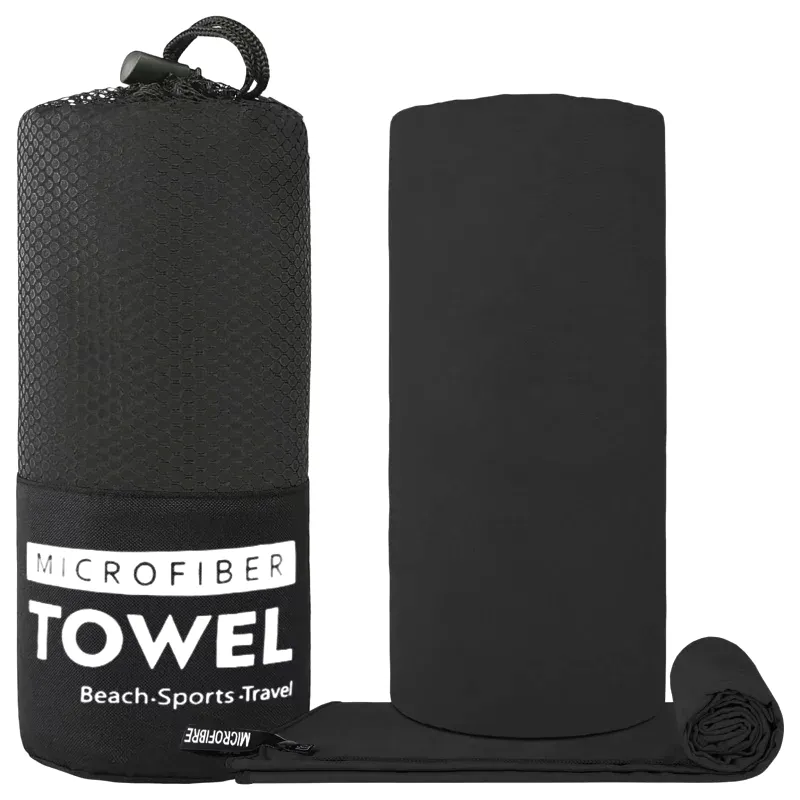 Serviette De Toilette En Microfibre - Noir, 76x152cm